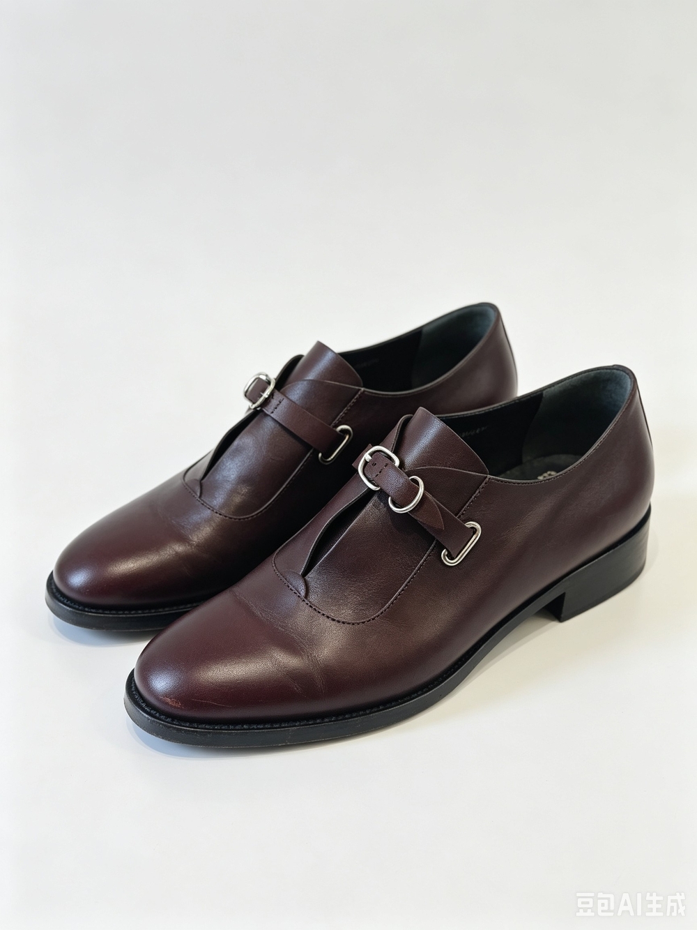 Balenciaga Burgundy Leather Single Monk Strap Dress Shoes
